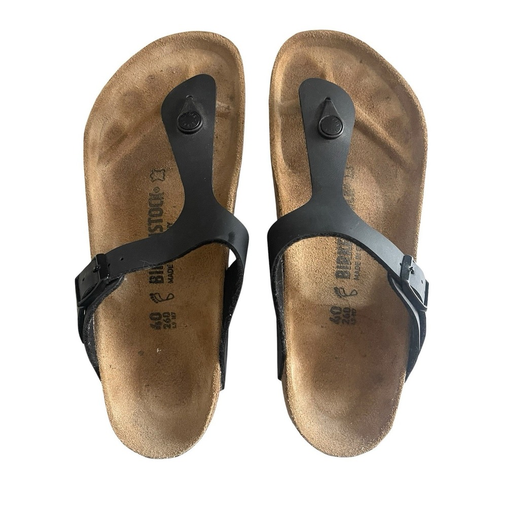 Birkenstock Gizeh Black Birko-Flor Sandals Flip Flops Sz 40 - Picture 2 of 11